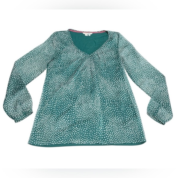 Boden Aubrey Jersey Green Polka Dot Blouse Top size 4 - Picture 4 of 8